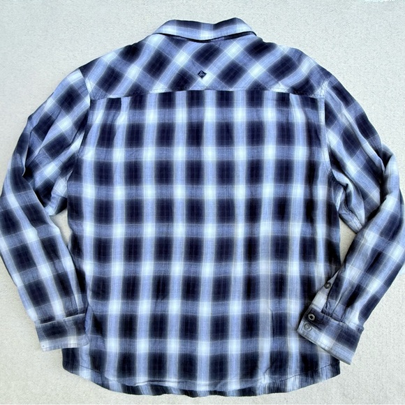 Prana Asylum Checkered Flannel Thermal Long Sleeve Shirt Black White Work XL - Picture 9 of 13
